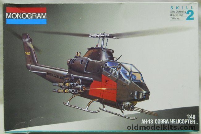 Monogram 1/48 AH-1S Cobra Helicopter - Bagged, 5444 plastic model kit